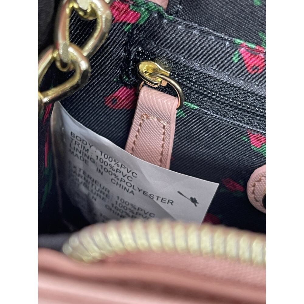 Betsey Johnson Pink Purse Bag Top Handle Strap Pink Bow - Picture 10 of 14